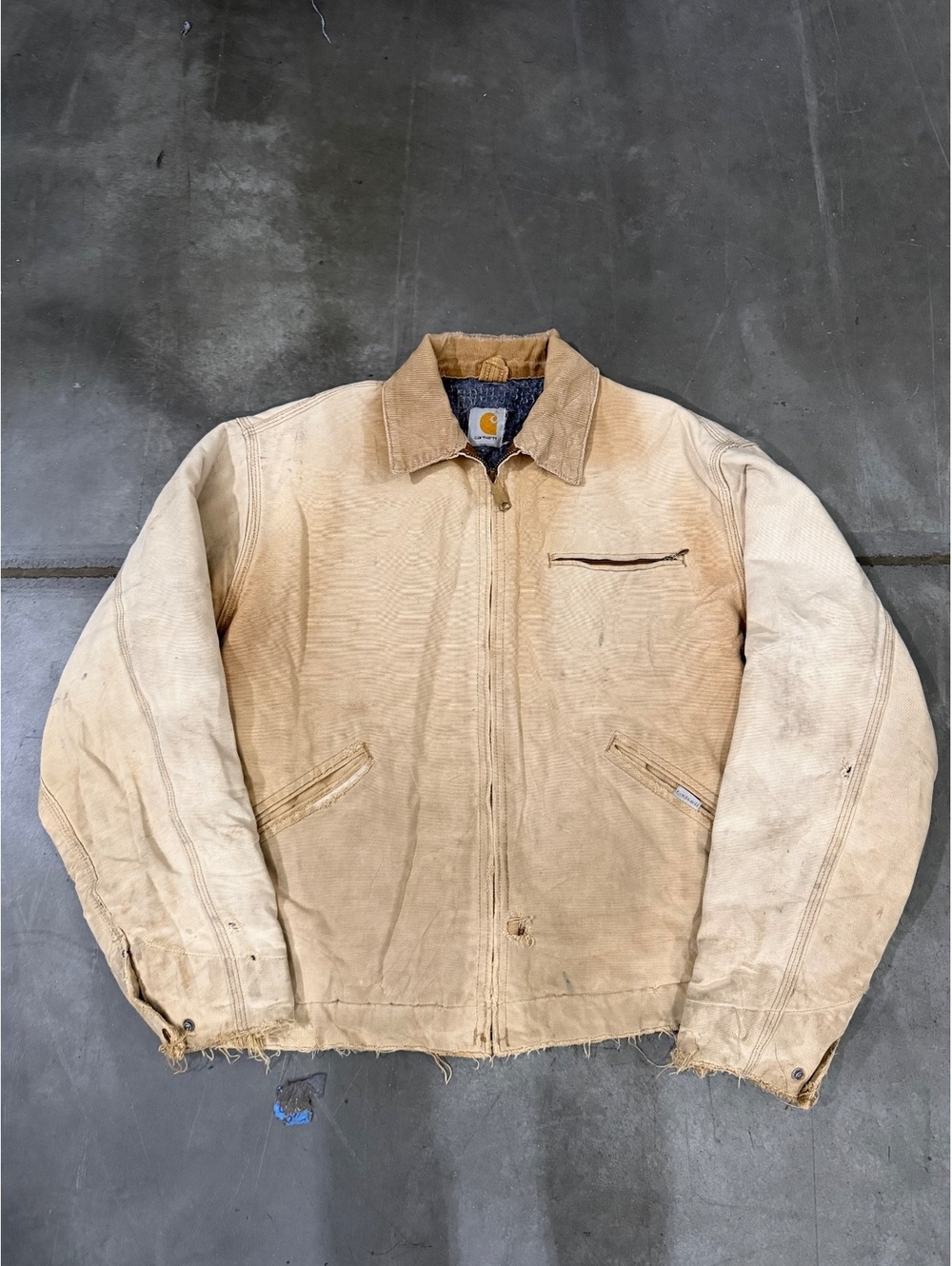 Vintage Carhartt Detroit Jacket J97 Desert Tan Blanket Lined Size Large